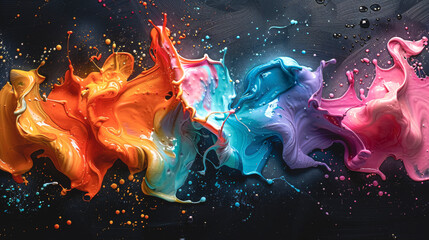 Abstract splash of colors on a black background.
