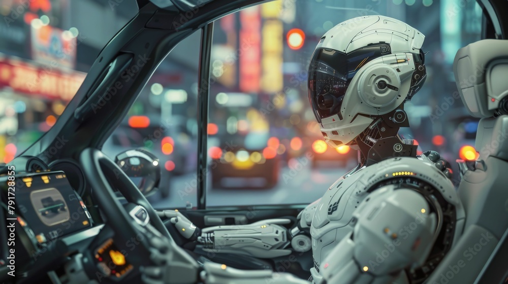 Poster autonomous robot skillfully navigating various vehicles through dynamic urban environments