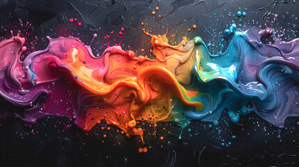 Abstract splash of colors on a black background.