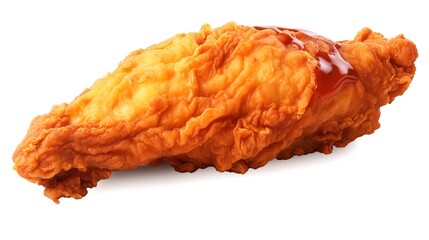 Fried Chicken Piece Coated with Flour or Batter - obrazy, fototapety, plakaty