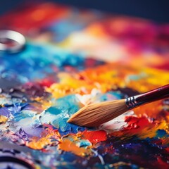 Obraz premium oil painting palette brush.