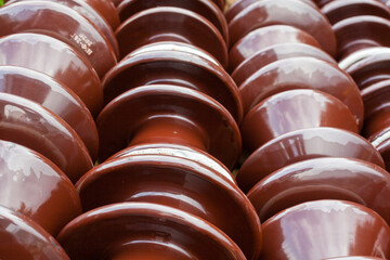 Ceramic disc insulators.