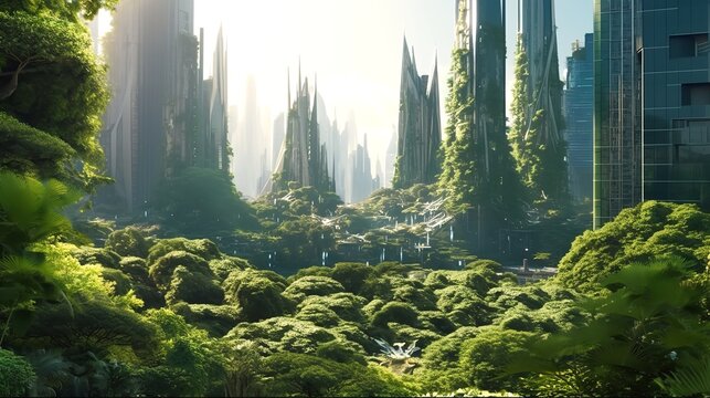 Futuristic Friendly Ecology Mega City Building