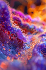 Fototapeta premium Digestive system processing healthy foods, macro lens, bright natural colors, 3D digestive health visualization