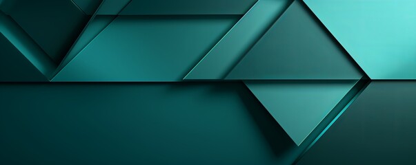 Teal background with geometric shapes and shadows, creating an abstract modern design for corporate or technology-inspired designs with copy space for photo text or product, blank empty copyspace