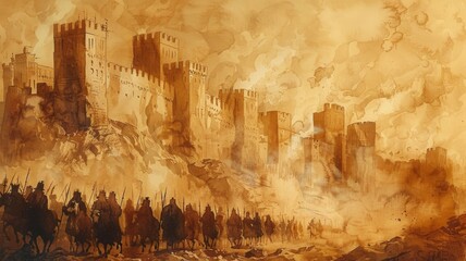 Rahab Lowering Spies from Jericho's Walls on Old Paper

