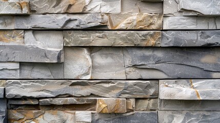 Close up of gray and yellow stone wall