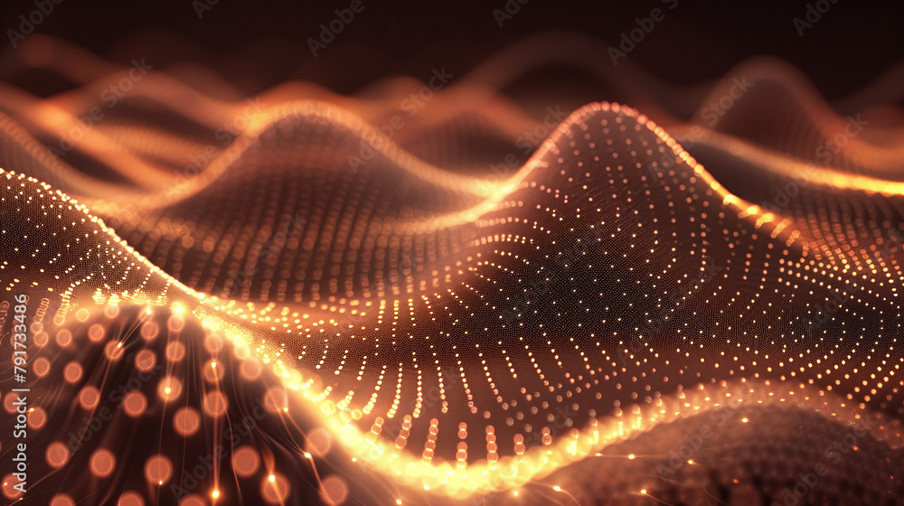 Poster glowing orange digital waveform abstract background technology wave pattern