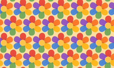 Seamless pattern with Symbol of LGBTQ pride community. LGBT rainbow flower. LGBT pride month. Vector illustration