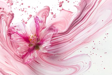 Obraz premium blossom flower swirls painter with fluid watercolor isolated on white background