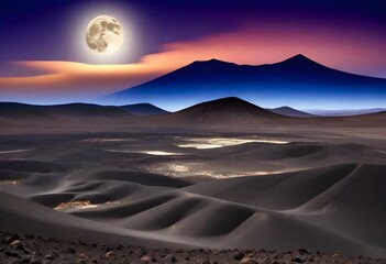 Moon volcanic landscape at Fuerteventura Island, Canary Islands, Spain - obrazy, fototapety, plakaty