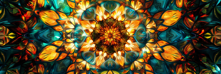 A kaleidoscope of vivid colours with beautiful ornaments and mandalas on the background