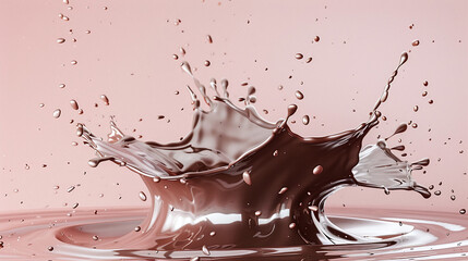 Dynamic Chocolate Splash on Glossy Pink Background Liquid Motion Art