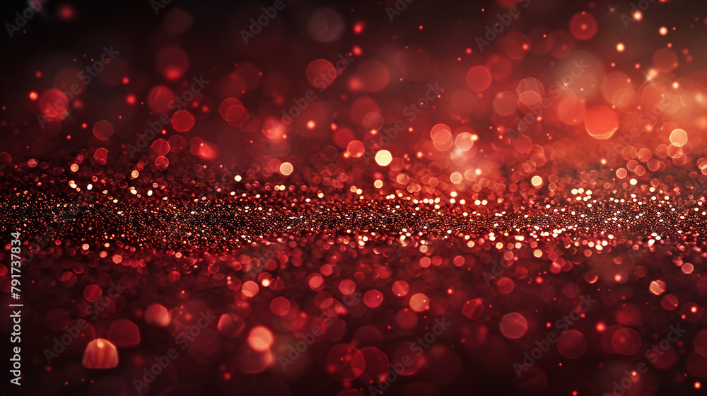 Poster glowing red bokeh lights sparkling background for festive occasions