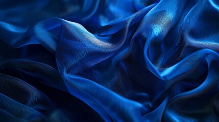 Wavy mesh or net with dark blue spheres, luxury abstract blue background, Beautiful drapery...