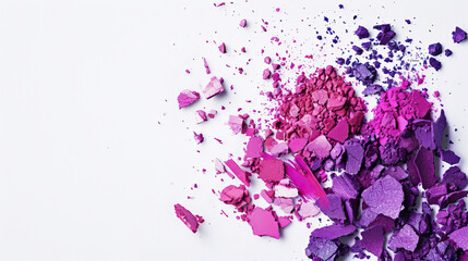 Pink and purple eye shadow on a white background
