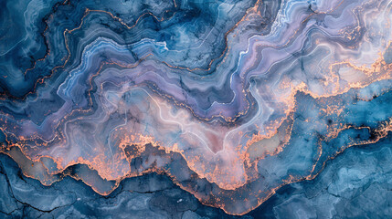 Naklejka premium Aerial View Abstract Blue and Copper Mineral Textures in Stone