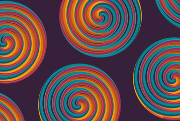 Fluid multicolor background with geometric elements. Colourful swirls creating an abstract symmetry optical vector.