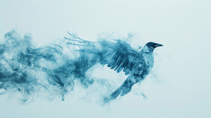 Fototapeta premium Abstract Blue Smoke Bird in Flight Creative Concept Art