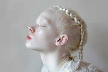 Portrait of a peaceful young albino woman