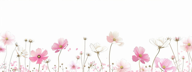 White background with flowers along the bottom edge 