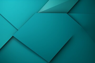Turquoise background with geometric shapes and shadows, creating an abstract modern design for corporate or technology-inspired designs with copy space for photo text or product