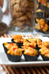 Honey Cornflakes (Cornflakes Madu) a popular cookies in Malaysia during celebration of Eid Mubarak (Hari Raya) on selective focus