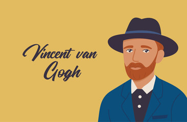 Cartoon Van Gogh. Vector illustration.
