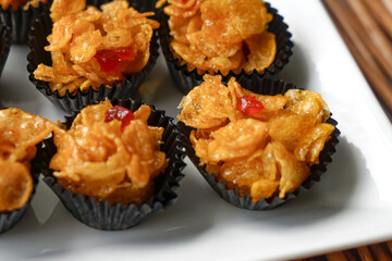 Honey Cornflakes (Cornflakes Madu) a popular cookies in Malaysia during celebration of Eid Mubarak...