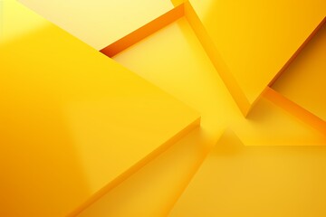 Yellow background with geometric shapes and shadows, creating an abstract modern design for corporate or technology-inspired designs with copy space for photo text or product, blank empty copyspace