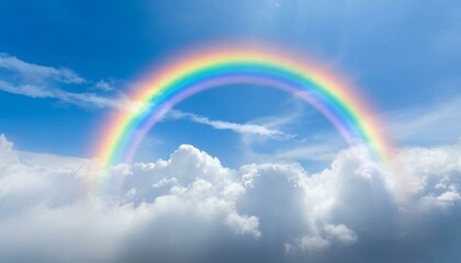 Bright Rainbow Sky: Blue Sky, White Clouds, and Rainbow