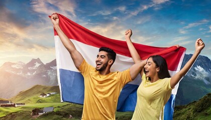 Sport Fussball Fan mit Flagge