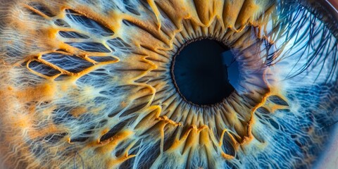 Detailed macro shot of a human eye, highlighting the unique patterns and colors.