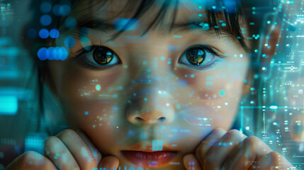 A child looking at an era of future data convergence