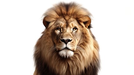 Obraz premium Lion Head on White Background: 8K Photorealistic Image
