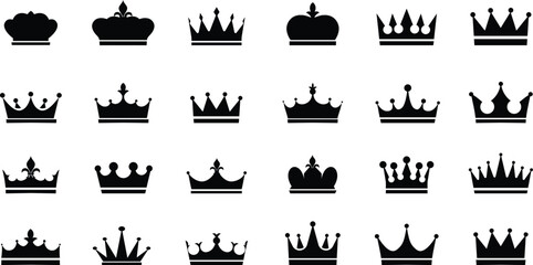 Crown design Set. Vector crown sign collection. Royal Crown icons. Vintage crown. - obrazy, fototapety, plakaty
