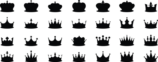 Crown design Set. Vector crown sign collection. Royal Crown icons. Vintage crown.