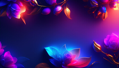 abstract background neon tropical background with flowers