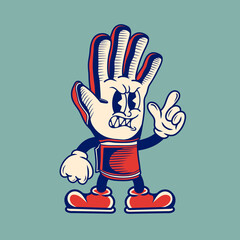 Retro character design of goalkeeper gloves