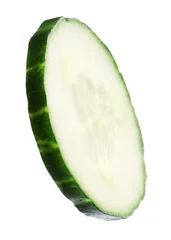 Foto op Plexiglas Slice of fresh cucumber isolated on white © New Africa