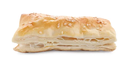 Foto op Plexiglas Puff pastry. One delicious fresh bun isolated on white © New Africa