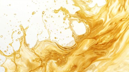 Abstract golden liquid waves on white background. Generative AI - 791754434