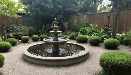 A peaceful garden with a trickling fountain upscaled 2