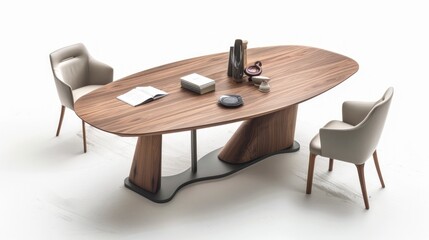 A table with a wooden base and a large tree trunk.