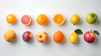 fresh fruits Arranged on white background