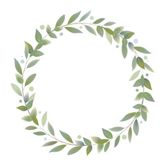 Vektorgrafik mit einem Kranz aus Bl&auml;ttern. Freier Platz f&uuml;r Text. Vorlage f&uuml;r Einladungen, Gru&szlig;karten, Social Media Posts und Werbung.