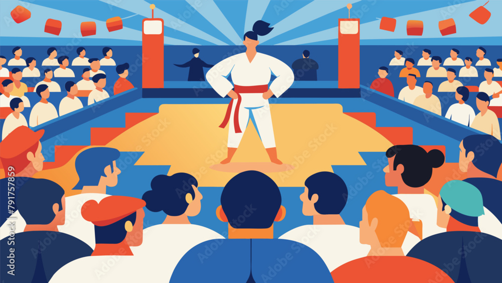 Poster a crowd gathers to watch a martial arts tournament not just for the impressive skills on display but