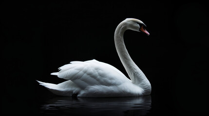 Fototapeta premium White Swan on Dark Background.