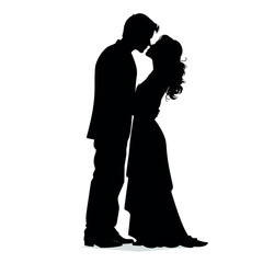 couple silhouette clipart on white background сreated with Generative Ai