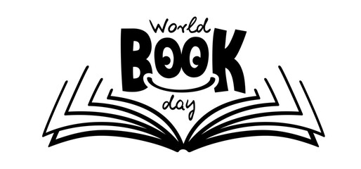 open book aCartoon open book and pages. Education concept. Line drawing. Opened books sign. Book store logo. Flying pages. World book day.nd pages. Education concept. Line drawing.